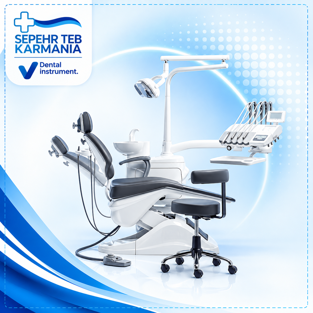 یونیت صندلی دندانپزشکی فیدار پلاس شیلنگ از بالا پارس طب فرینو